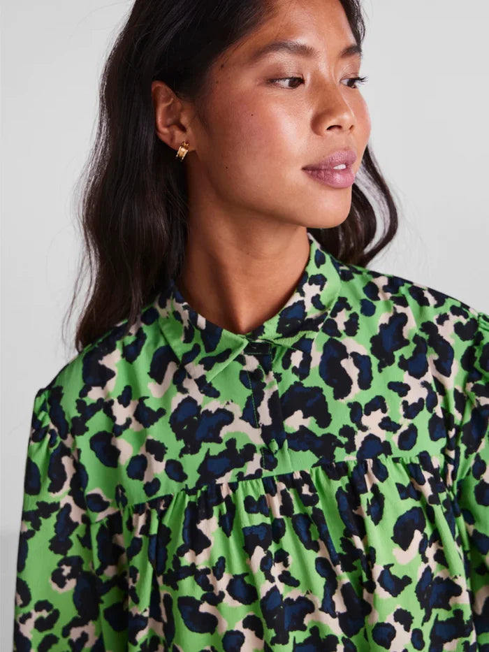 Meline Smock Dress (Grass Green/Leo)