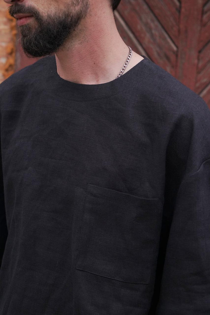 Men’s double-layer long-sleeve TAMARISK in Black