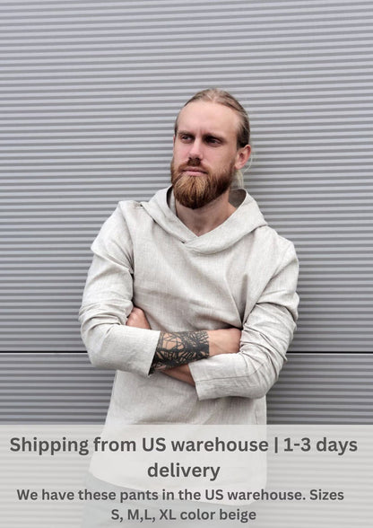 Men’s Linen Hoodie BALSA - US WAREHOUSE