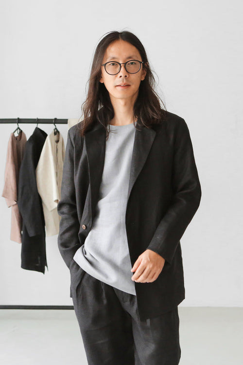 Men’s Linen Jacket LARCH in Black