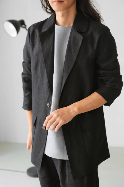 Men’s Linen Jacket LARCH in Black