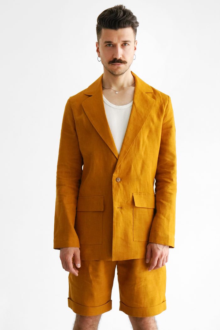Men’s Linen Jacket LARCH in Saffron