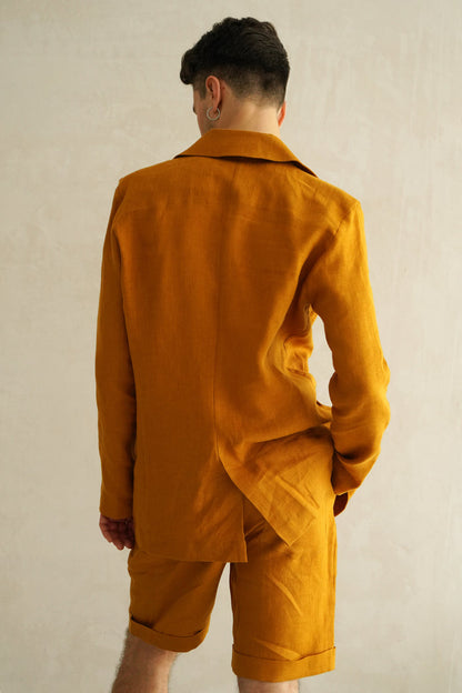 Men’s Linen Jacket LARCH in Saffron