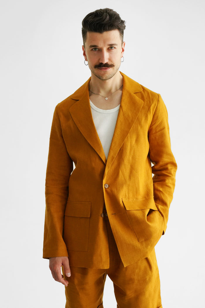 Men’s Linen Jacket LARCH in Saffron