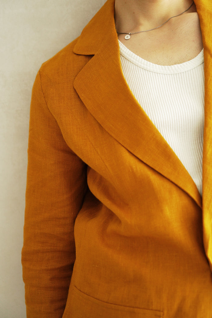 Men’s Linen Jacket LARCH in Saffron