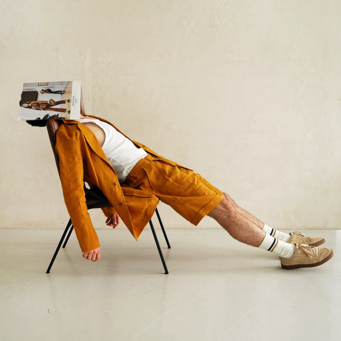 Men’s Linen Jacket LARCH in Saffron
