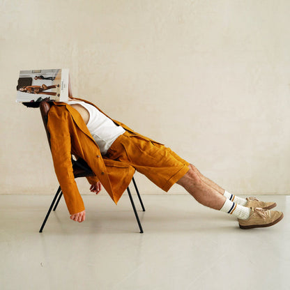 Men’s Linen Jacket LARCH in Saffron