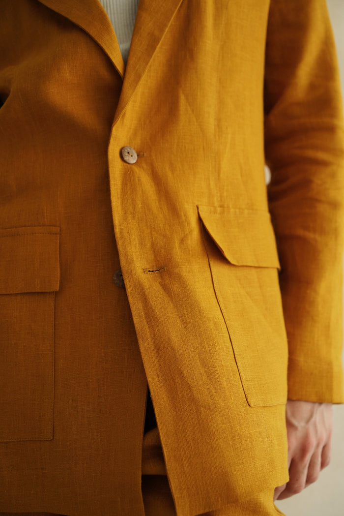 Men’s Linen Jacket LARCH in Saffron