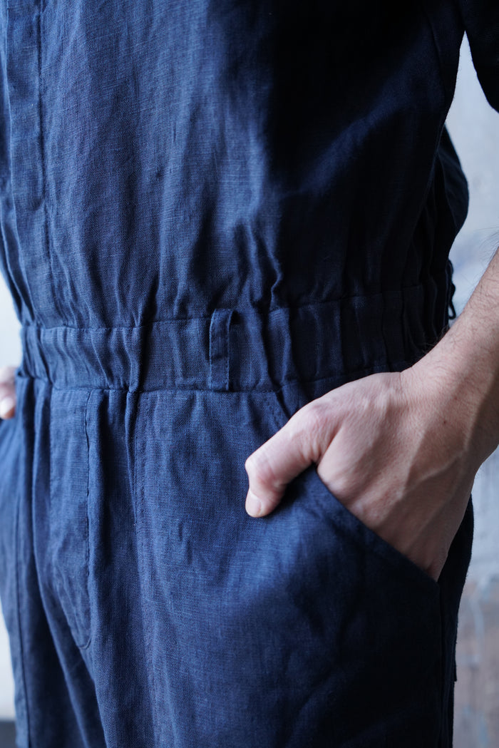 Mens Linen Jumpsuit Canna in Dark Blue