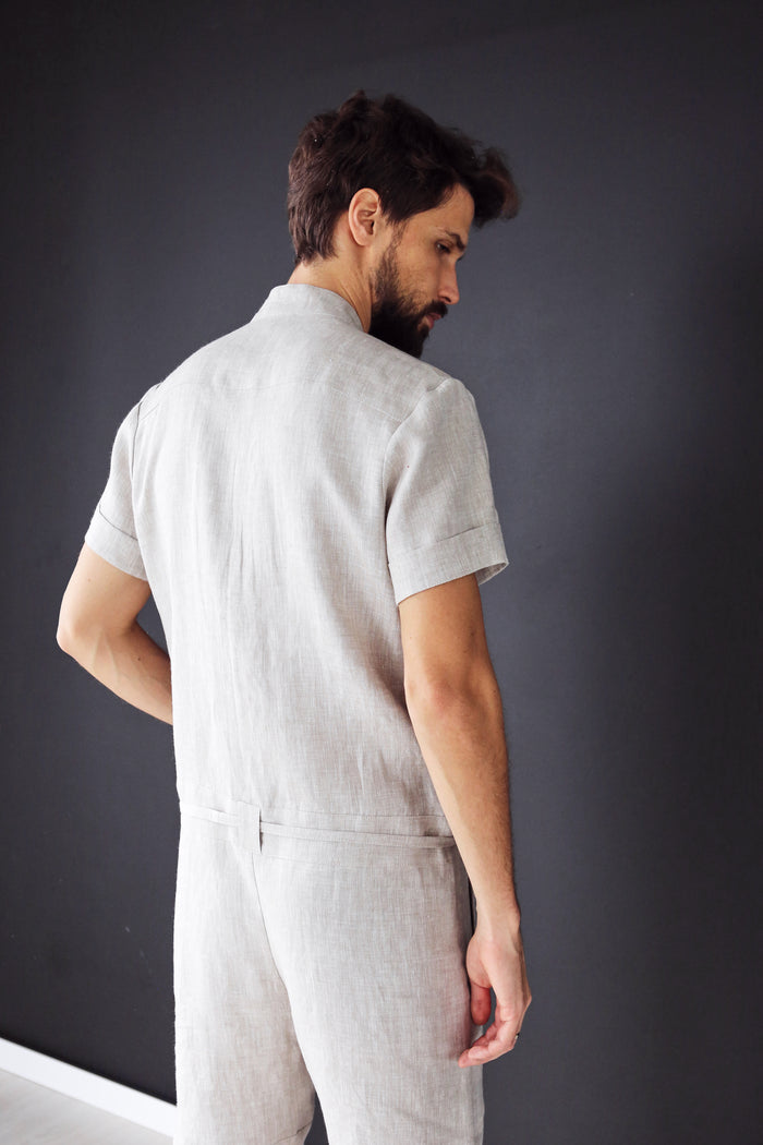 Mens Linen Romper PANDAN in Beige