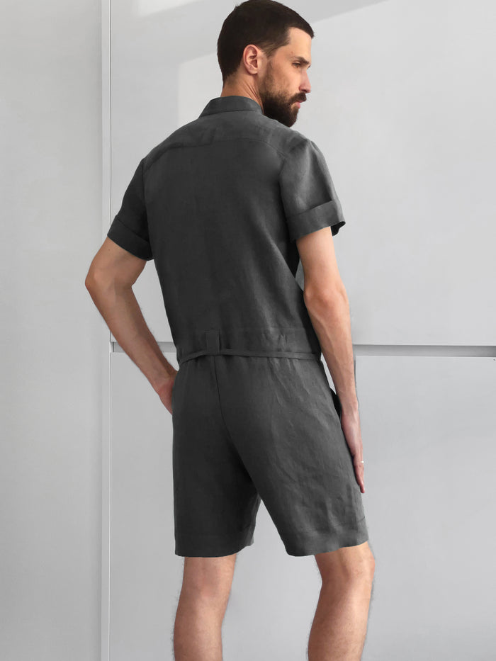 Mens Linen Romper PANDAN in Dark grey