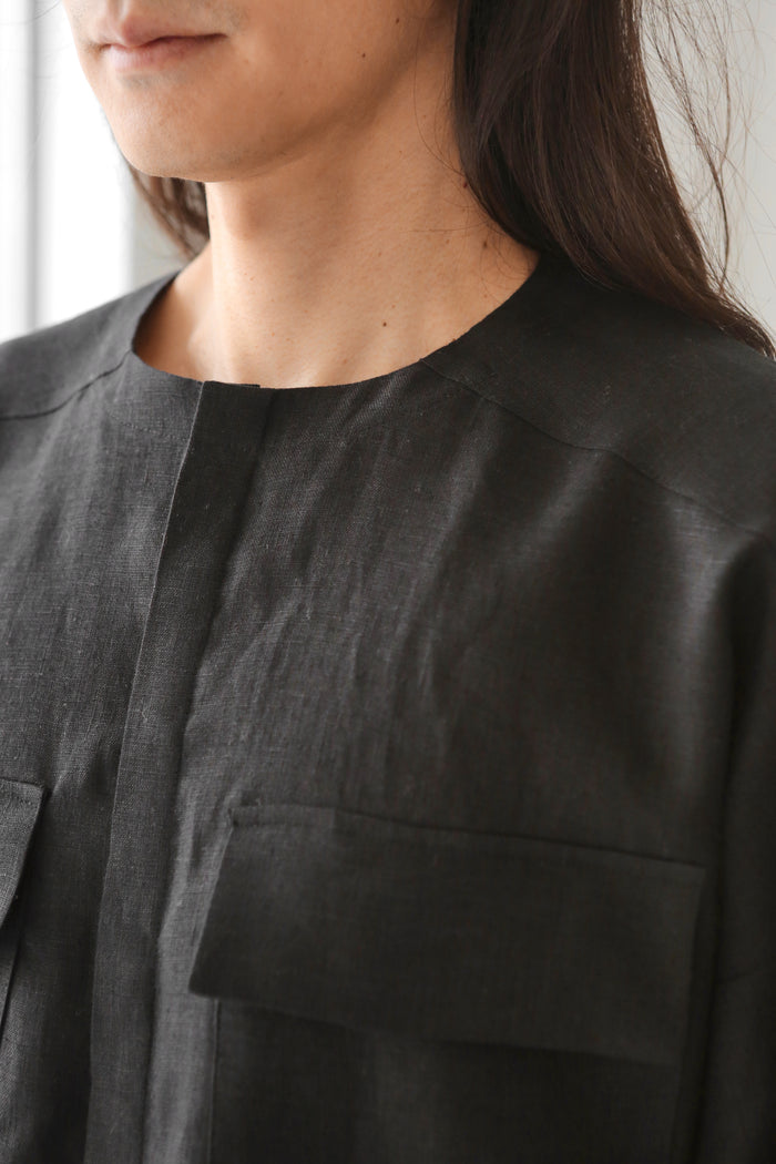 Men’s Oversized Linen Shirt IROKO in Black
