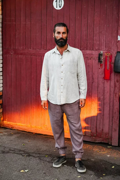 Mens relaxed linen shirt MAGNOLIA in Beige