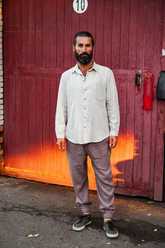 Mens relaxed linen shirt MAGNOLIA in Beige