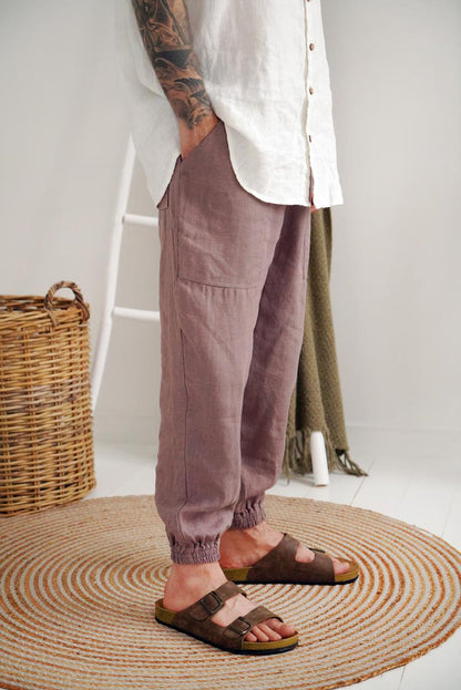 Men’s short sleeve linen shirt GARNET in White