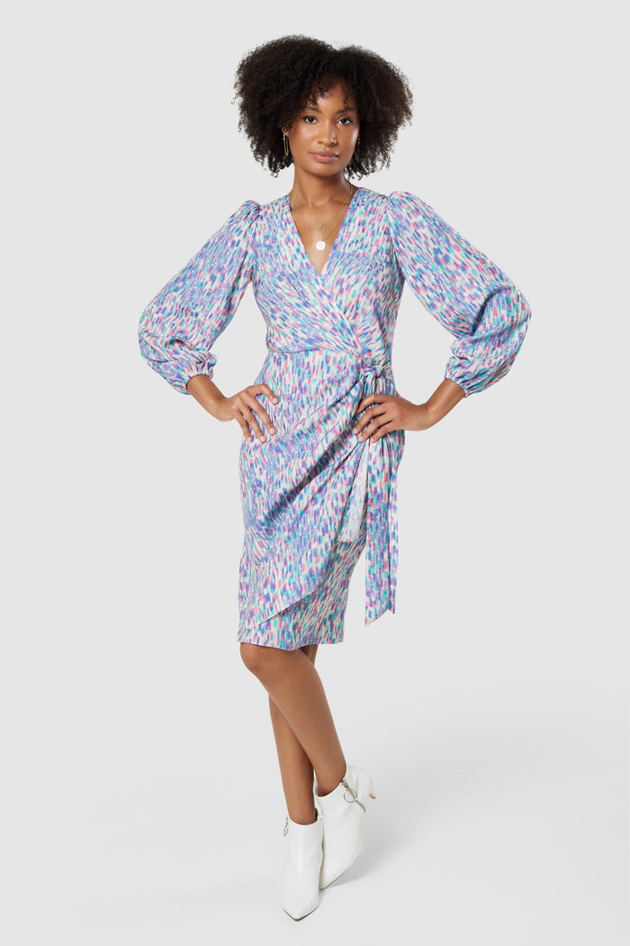 Michaela Print Wrap Dress (Lilac)