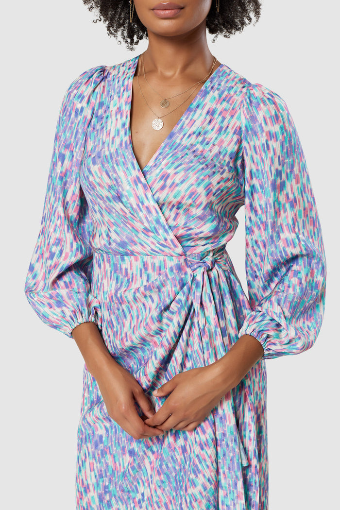Michaela Print Wrap Dress (Lilac)