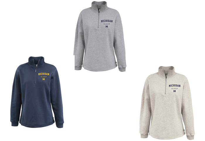 Michigan Sleep, 1/4 zip sweatshirt, Ladies Fit