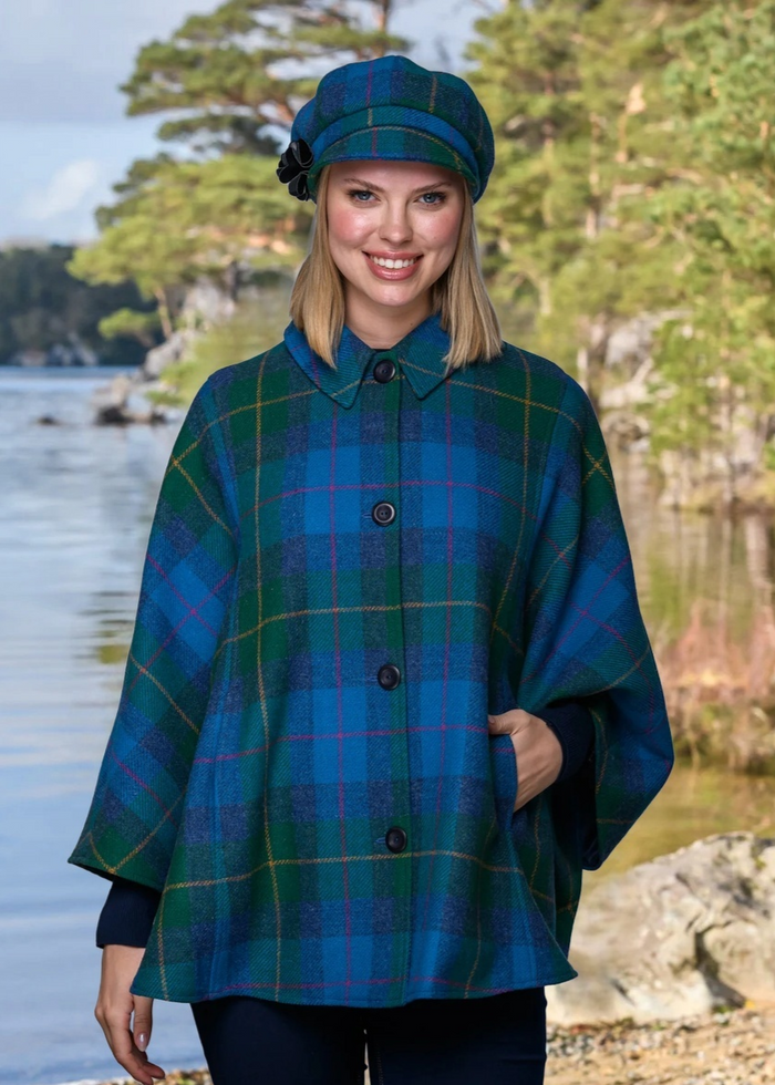 Mucros Country Cape | Blue Green Check