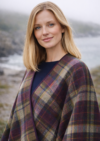 Mucros Irish Tweed Poncho Wrap | Multi Colour Wool