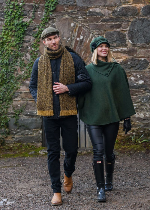 Mucros Tweed Irish Poncho | Green
