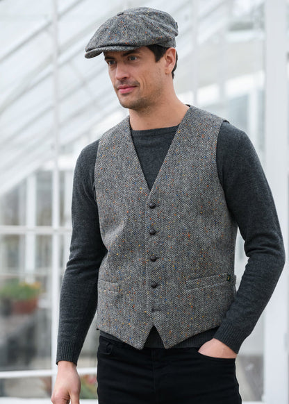 Mucros Tweed Waistcoat | Grey Herringbone