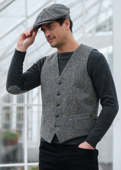 Mucros Tweed Waistcoat | Grey Herringbone