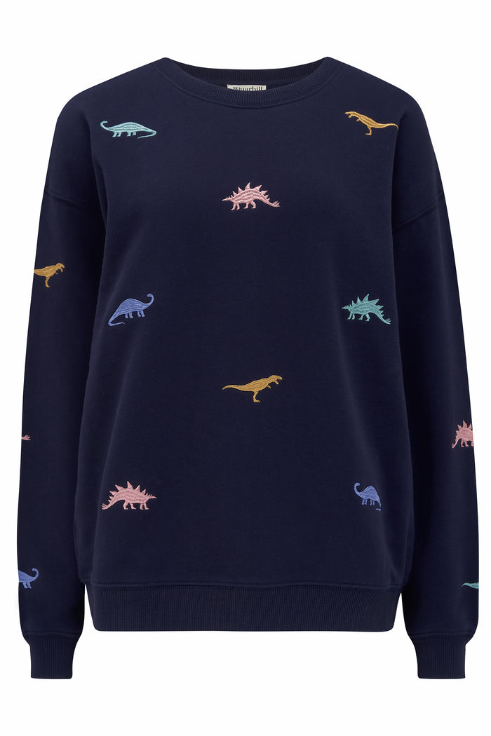 Noah Sweatshirt - Navy, Dinosaur Embroidery