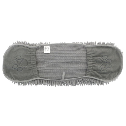 Pet drying microfibre noodle towel with glove style pockets and paw print design