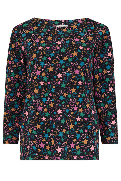 Noor Jersey Top (Black, Multi Star Cluster)