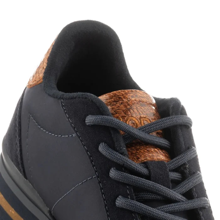 Nora III Leather Plateau (Dark Navy)