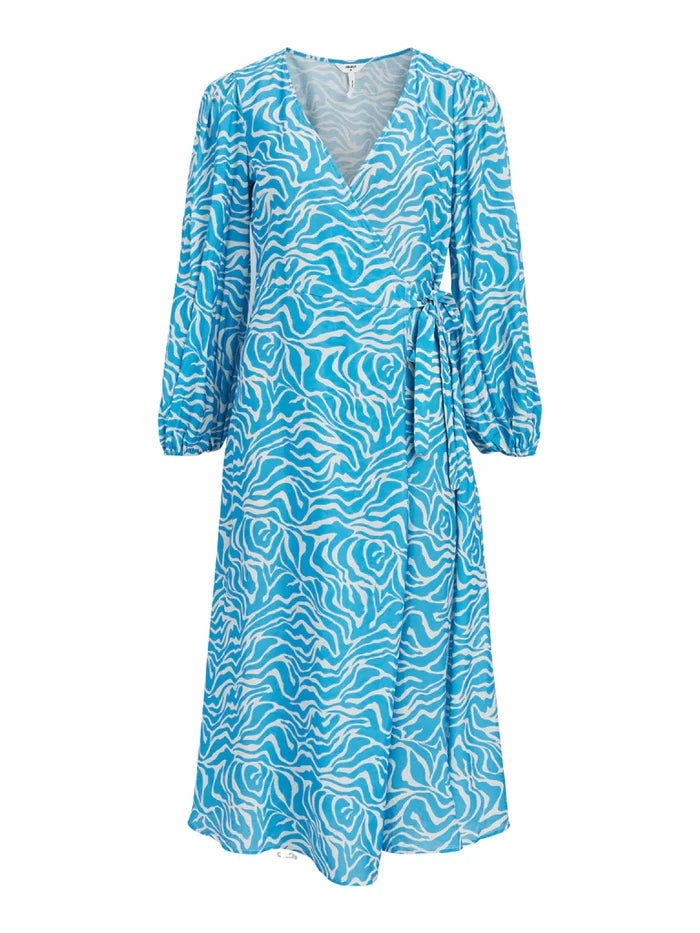NORA L/S MIDI WRAP DRESS (BLUE)