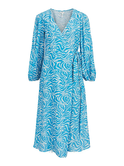 NORA L/S MIDI WRAP DRESS (BLUE)