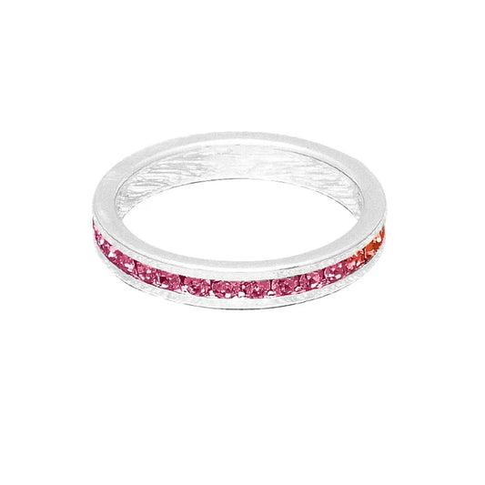 October (Pink Tourmaline) White Gold Ring | Size 7