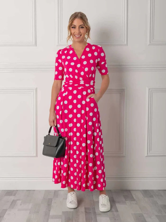 Odelia Wrap Front Maxi Dress (Pink)