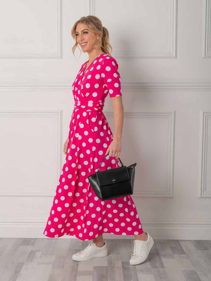 Odelia Wrap Front Maxi Dress (Pink)