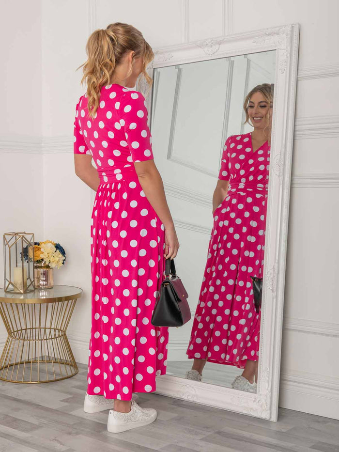 Odelia Wrap Front Maxi Dress (Pink)