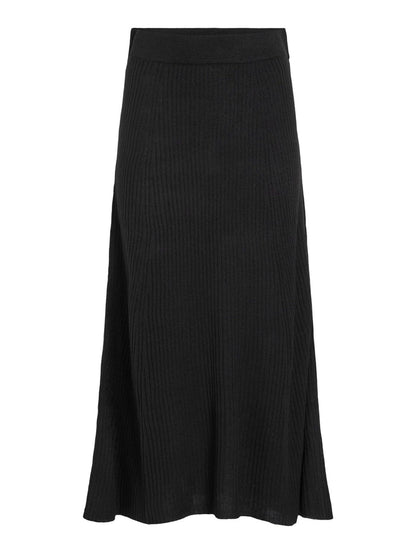 Olina Rib Knit Midi Skirt (Black Beauty)