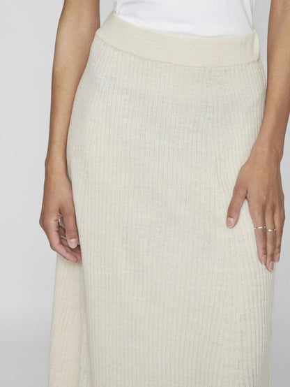 Olina Rib Knit Midi Skirt (Super Light Natural)