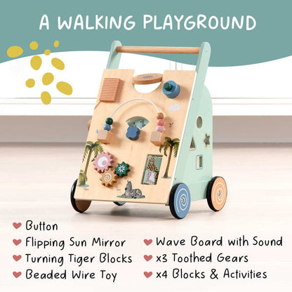 OmaOmaOma! Wooden Multi-Activity Push Baby Walker