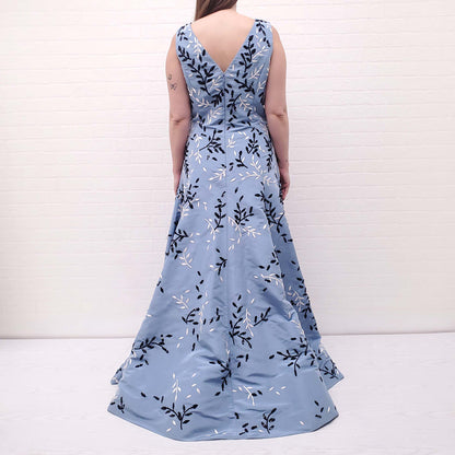 OSCAR DE LA RENTA BLUE SEQUIN EMBROIDERED GOWN - SIZE 12
