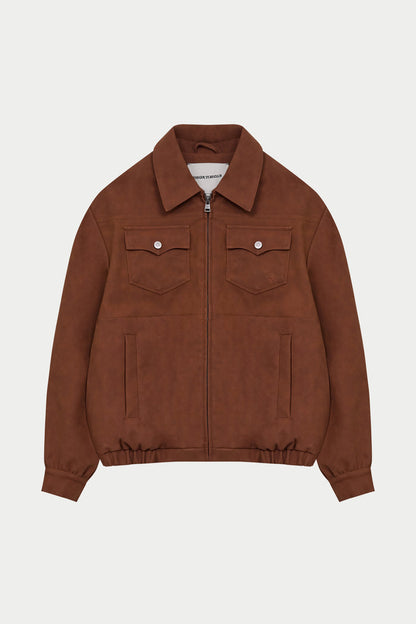 OVERSIZED FAUX SUEDE WESTERN JACKET - TAN