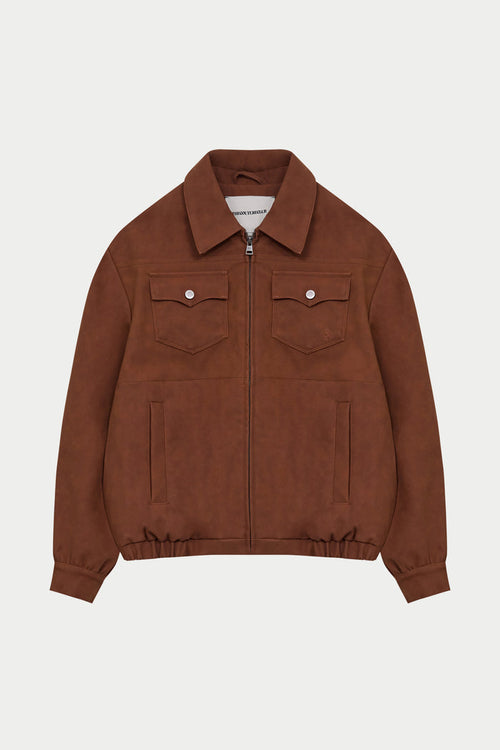 OVERSIZED FAUX SUEDE WESTERN JACKET - TAN