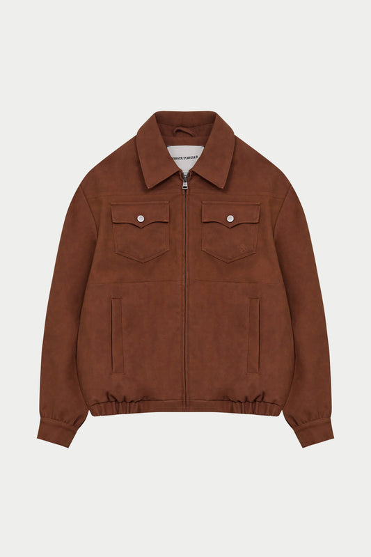 OVERSIZED FAUX SUEDE WESTERN JACKET - TAN