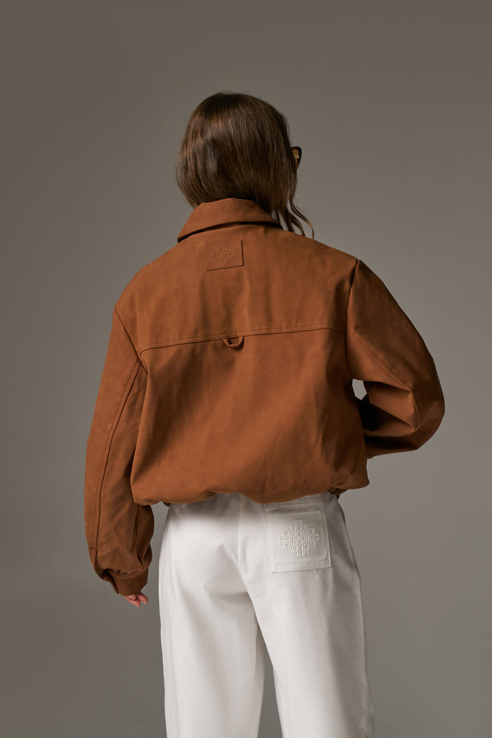 OVERSIZED FAUX SUEDE WESTERN JACKET - TAN