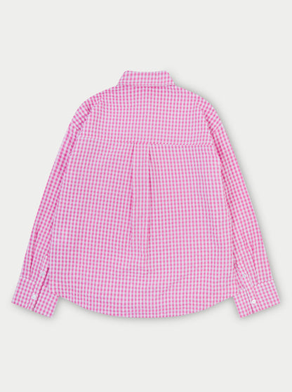 OVERSIZED GINGHAM SHIRT - PINK