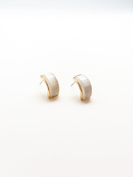 Paula Gold Earrings in White