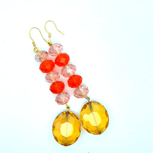 Style the Peachy Amber Crystal Earrings exclusively at Born To Glam