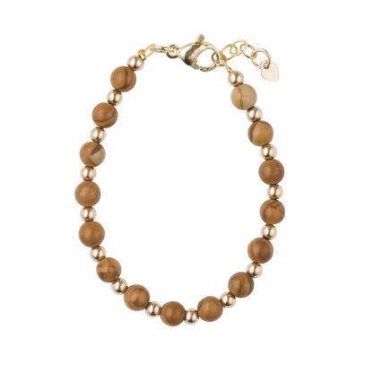 Wood Grain Stone with Gold Beads / Size 3" - Newborn