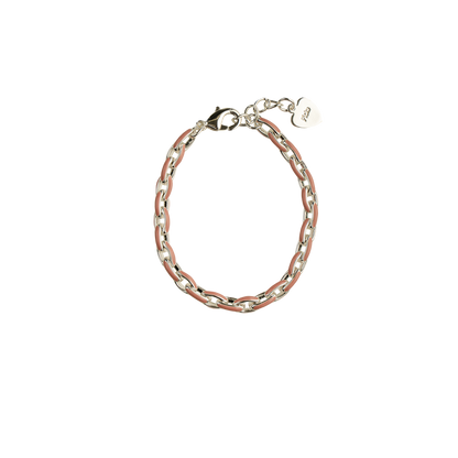 Enamel Pink and Silver Plated Links / Size 3" - Newborn